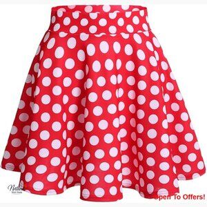 Polyester Spandex Mini Skater Skirt with Pleated Flared Style